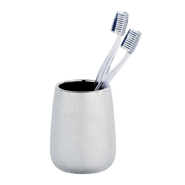 Keramička čaša za četkice za zube u srebrnoj boji Wenko Glimma