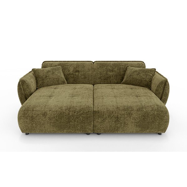 Zelena sofa od šenila s ležaljkom 252 cm Nelia Big – Ropez
