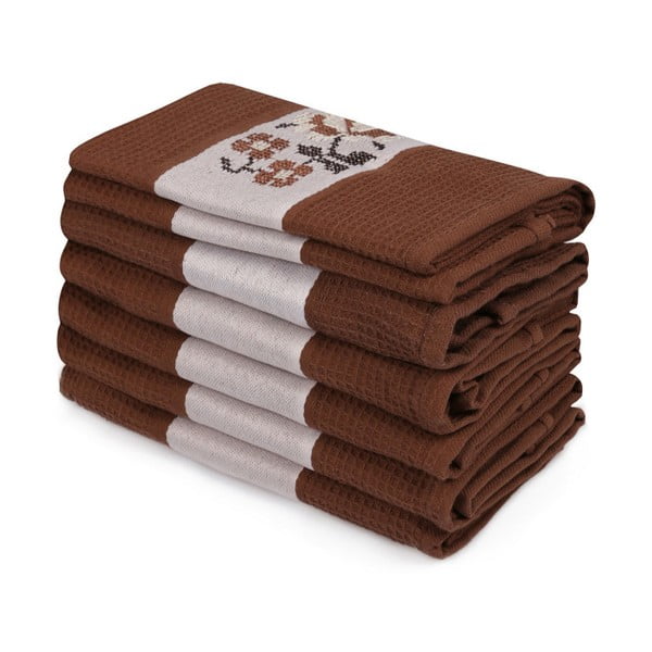Set od 6 tamno smeđih ručnika od čistog Simplicity pamuka, 45 x 70 cm