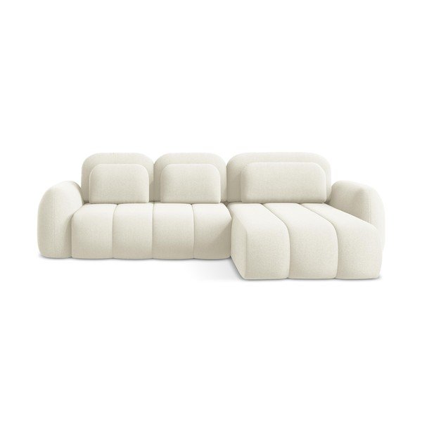 Bež sklopiva/s prostorom za pohranu kutna garnitura od bouclé tkanine (s desnim kutom/s ležaljkom) Pele – Makamii