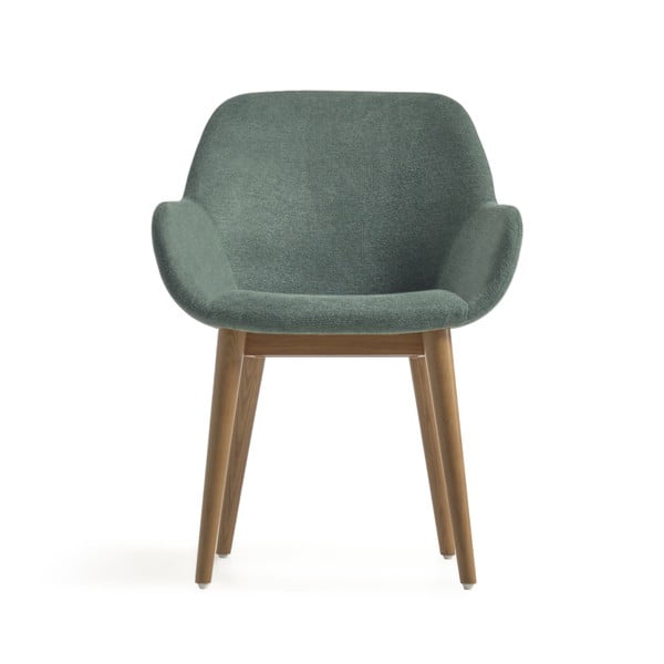 Zelena podstavljena blagovaonska stolica s naslonima za ruke Konna – Kave Home-image-2