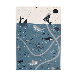 Plavi/krem dječji tepih za igru 123x180 cm Little Deep Blue – Nattiot