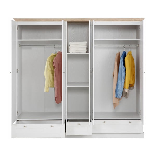 Bijeli ormar s petorom vrata s detaljima u dekoru hrasta Støra Bruce-image-1