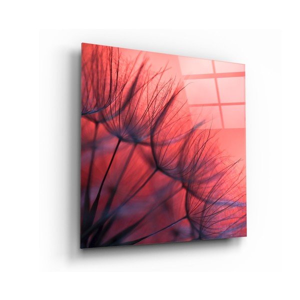 Staklena slika insigne crvena maslačak, 40 x 40 cm
