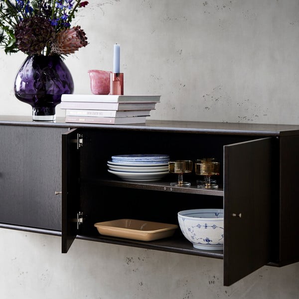 Tamno smeđa niska komoda u dekoru hrasta 176x42 cm Mistral - Hammel Furniture-image-3