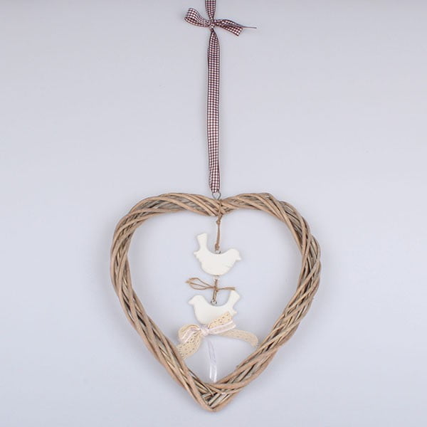 Viseći ukras srca sa Dakls pticama, visina 29 cm