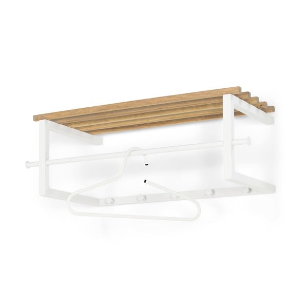 Bijela/u prirodnoj boji metalna zidna vješalica s policom 76 cm Marco – Spinder Design