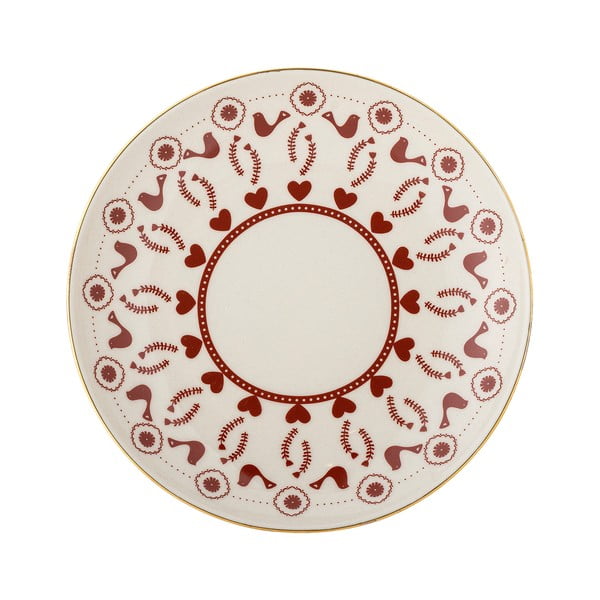 Krem desertni tanjur s božićnim motivom od kamenine ø 16 cm Jolly – Bloomingville