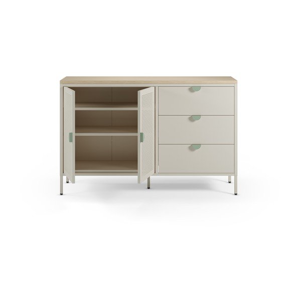 Krem/u prirodnoj boji metalna komoda 140x90x40 cm Sayla – Marckeric-image-1