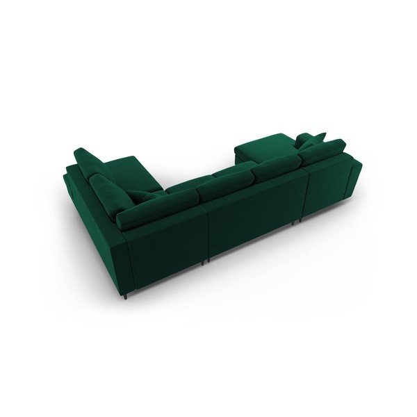 Zelena baršunasti sklopiva/s prostorom za odlaganje kutna garnitura (s desnim kutom/u obliku slova "U") Kyoto – Cosmopolitan Design-image-4