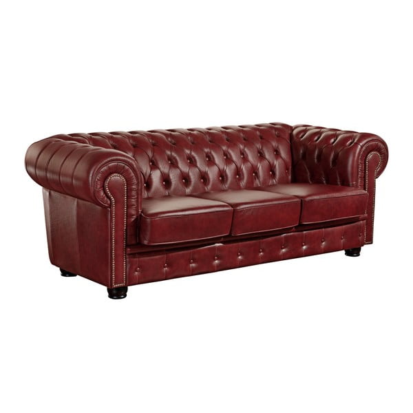 Crvena kožna sofa Max Winzer Norwin, 200 cm