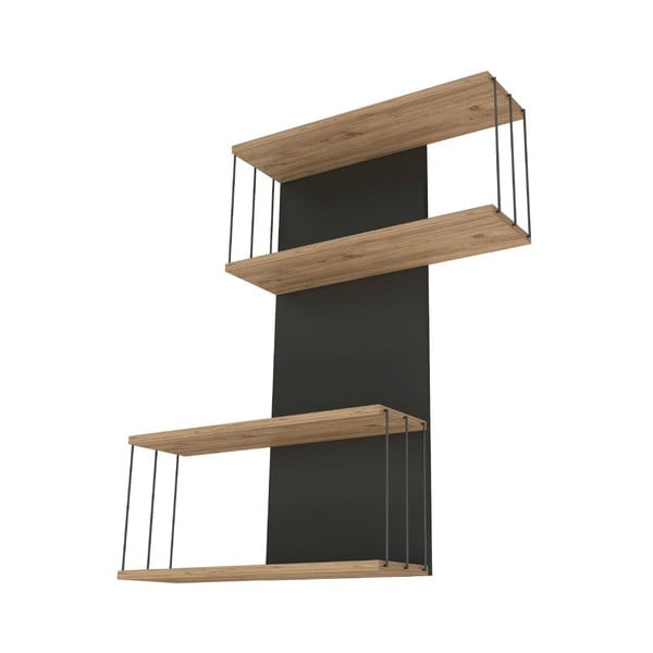 Antracitno siva/u prirodnoj boji polica s više razina u dekoru bora 65 cm Destan – Kalune Design-image-3