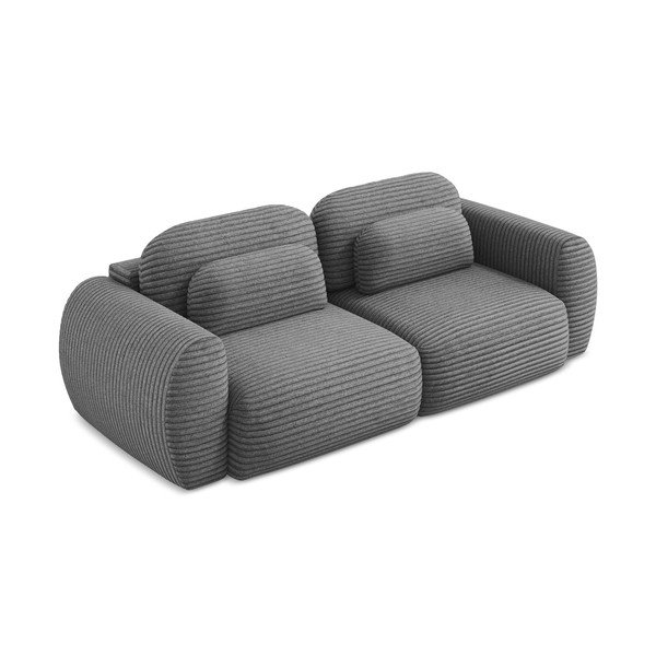 Tamno siva sklopiva/s prostorom za pohranu sofa od samta 266 cm Kini – Makamii-image-2