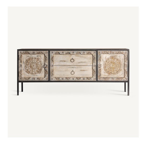 TV komoda od masivne jele u prirodnoj boji 135x55 cm Jaipur – Burkina