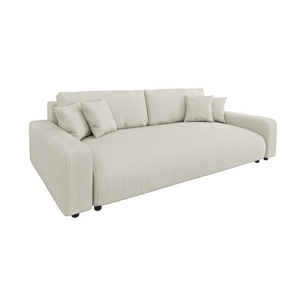 Krem sklopiva/s prostorom za odlaganje sofa od samta 234 cm Sara – Ropez