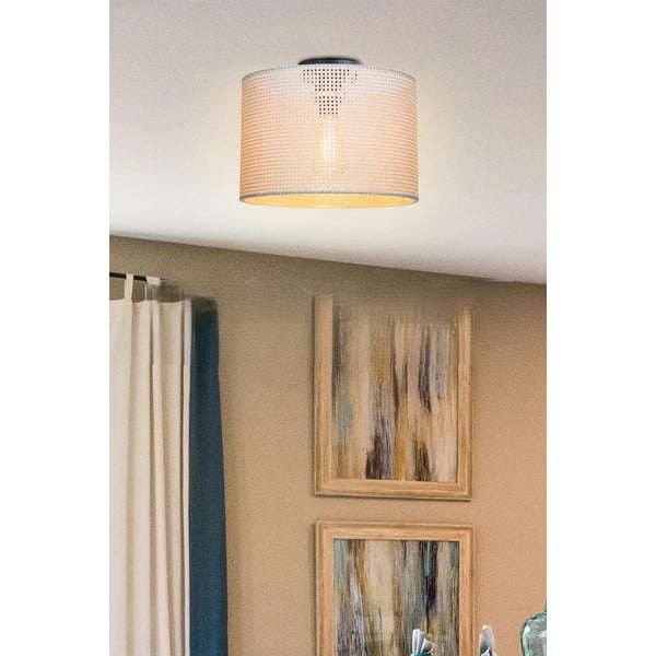 Krem stropna svjetiljka s tekstilnim sjenilom ø 30 cm Goza – Squid Lighting-image-1