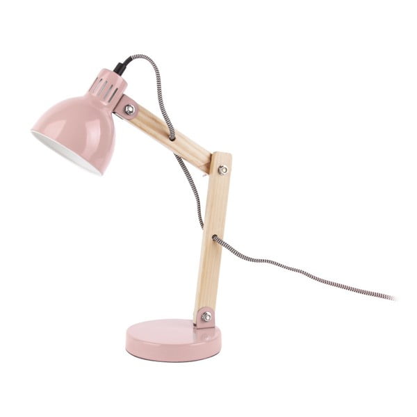 Ružičasta stolna lampa s drvenim detaljima Leitmotiv Ogle