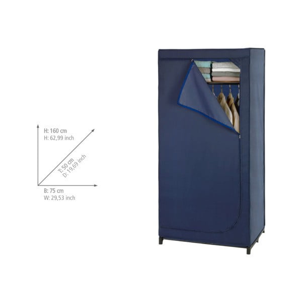 Plavi platneni ormar za pohranu Wenko Business, visina 160 cm-image-1