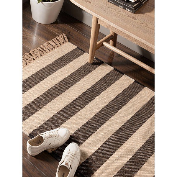 Crna/krem ručno rađena jutena staza 80x200 cm Playa – Hanse Home-image-1