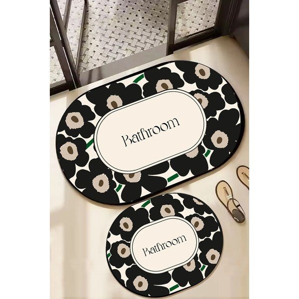 Crne/bež kupaonske prostirke u setu 2 kom 60x100 cm Oweld – Foutastic-image-1