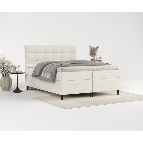 Krem boxspring krevet s prostorom za pohranu 160x200 cm Urbaneo – Maison de Rêve-image-4