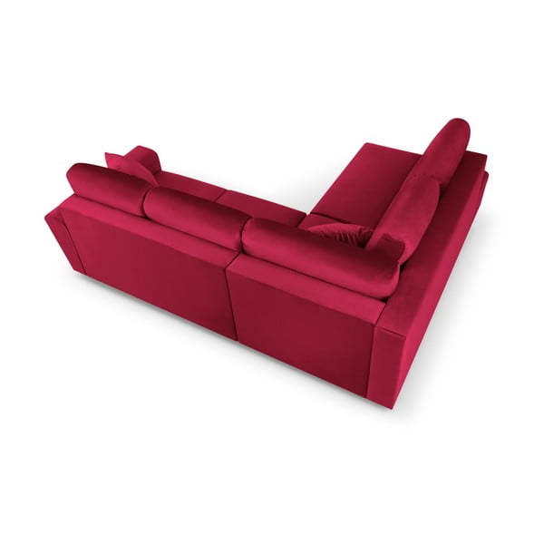 Crvena baršunasti sklopiva/s prostorom za odlaganje kutna garnitura (s lijevim kutom/u obliku slova L) Kyoto – Cosmopolitan Design-image-4