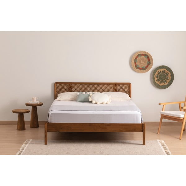 Bračni krevet od masivne smreke s podnicom 180x200 cm u prirodnoj boji/tamno smeđi Izabelya – Kalune Design-image-2