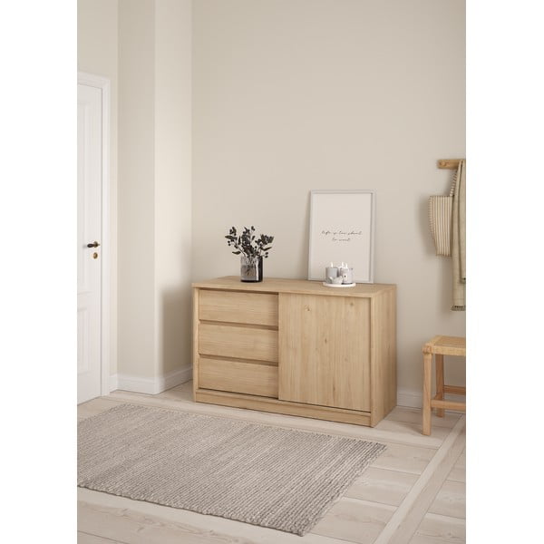 Komoda u dekoru hrasta s kliznim vratima u prirodnoj boji 119x76x50 cm Naia – Tvilum-image-2