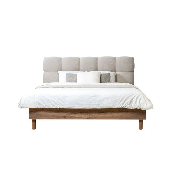 Svijetlo sivi tapecirani bračni krevet s podnicom 180x200 cm Kumo – Bobochic Paris-image-2