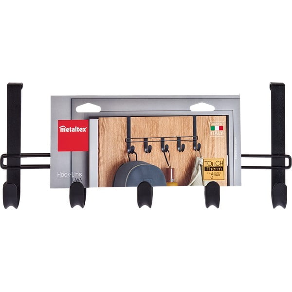 Crna metalna vješalica za vrata 38 cm Lava – Metaltex-image-2