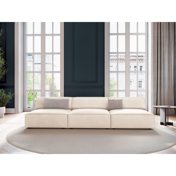 Krem baršunasta sofa 240 cm Jodie – Micadoni Home-image-1