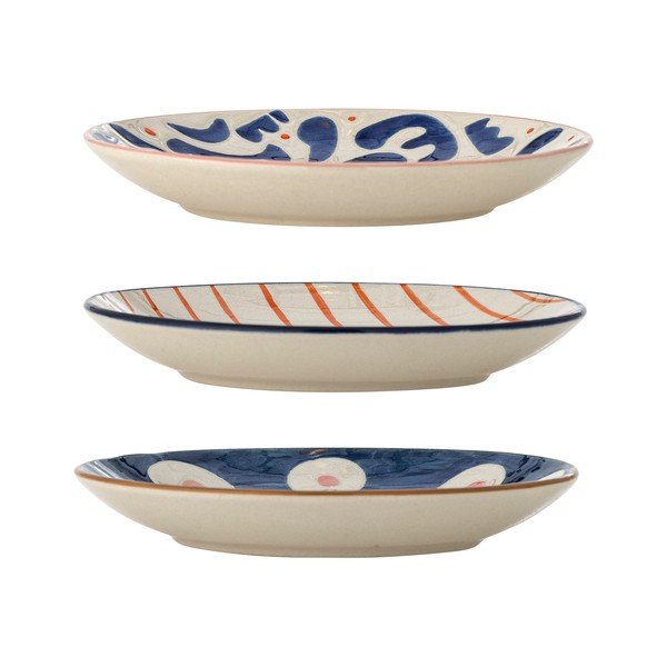 Bijeli/plavi desertni tanjuri u setu 3 kom od kamenine ø 16 cm Eviaya – Bloomingville-image-2