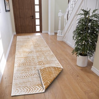Oker žuti/bijeli vanjski tepih 80x250 cm Biri – NORTHRUGS