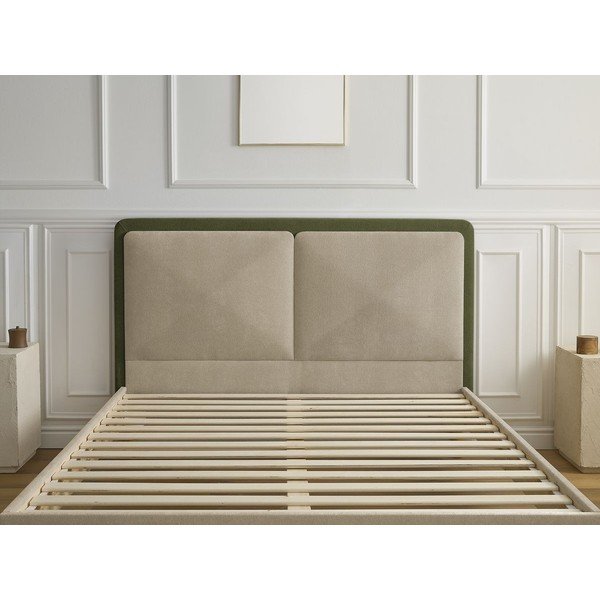 Zeleni podstavljeni tapecirani bračni krevet s podnicom 160x200 cm Mara – Bobochic Paris-image-4