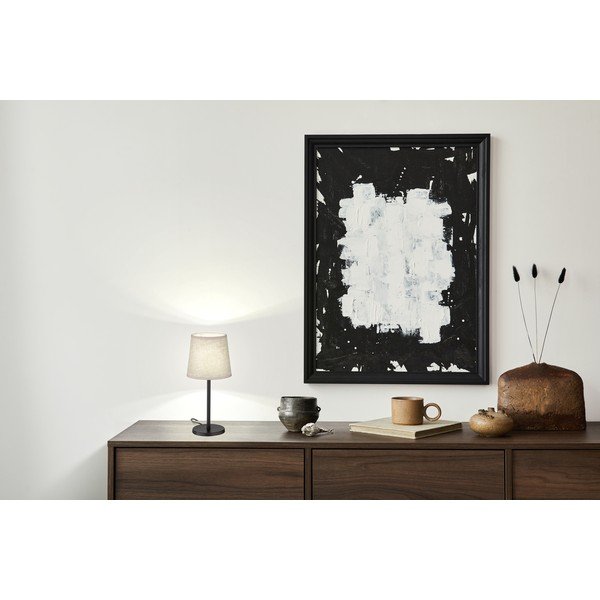 Crna/bež stolna lampa s tekstilnim sjenilom (visina 30 cm) Eve – Fischer & Honsel-image-1