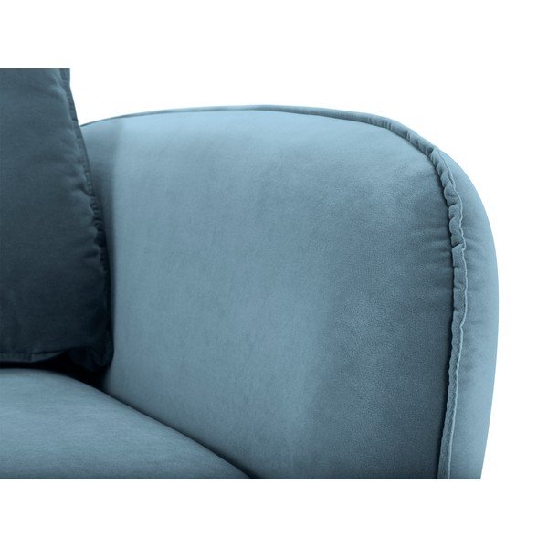 Svijetloplava baršunasta fotelja s crnim nogama Kooko Home Lento-image-3