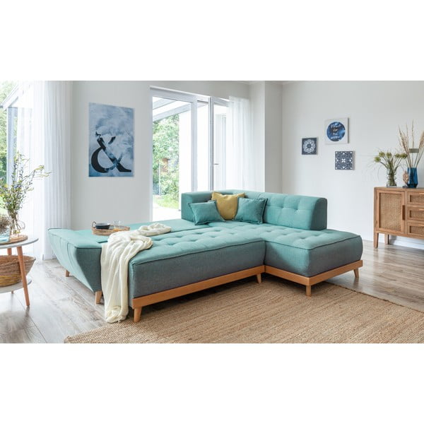 Tirkizna sklopiva kutna garnitura (s desnim kutom) Dazzling Daisy – Miuform-image-4