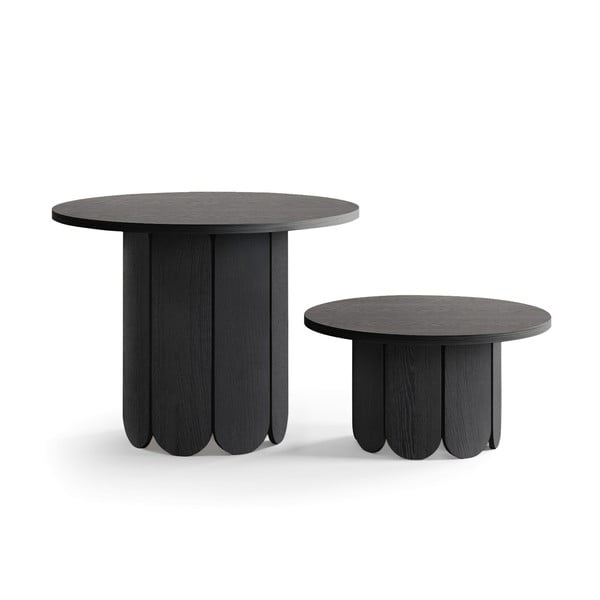 Crni okrugli stolić za kavu u dekoru hrasta ø 78 cm Soft – Woodman-image-3