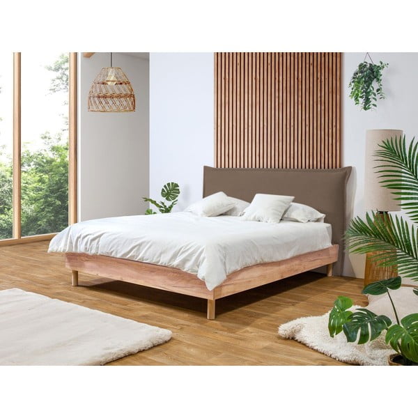 Smeđi/u prirodnoj boji bračni krevet s podnicom 160x200 cm Charlie – Bobochic Paris-image-1