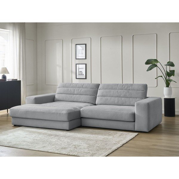 Svijetlo siva baršunasti kutna garnitura (s lijevim kutom/s ležaljkom) Sierra – Bobochic Paris-image-1