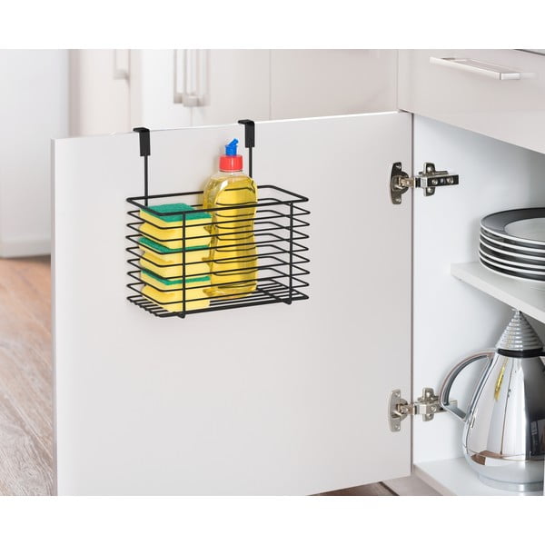 Crna viseća metalna košara za vrata Wenko Slim, visina 25 cm-image-2