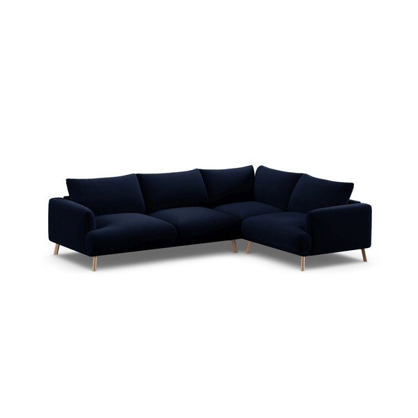 Tamno plava baršunasta kutna garnitura (s desnim kutom/u obliku slova L) Naomi – Micadoni -image-2