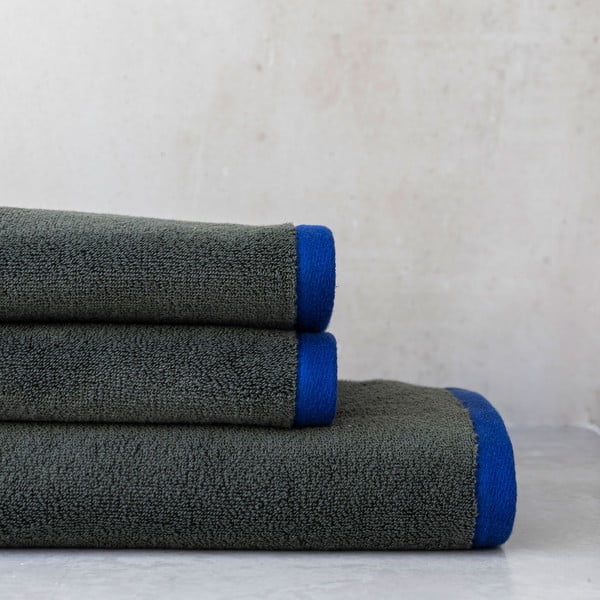 Tamno zeleni/plavi ručnik od organskog pamuka od frotira 70x133 cm Soft – Mette Ditmer Denmark-image-4