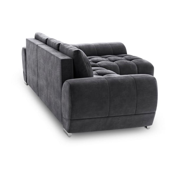 Tamno siva baršunasta kutna garnitura na razvlačenje Windsor & Co Sofas Nuage, desni kut-image-3