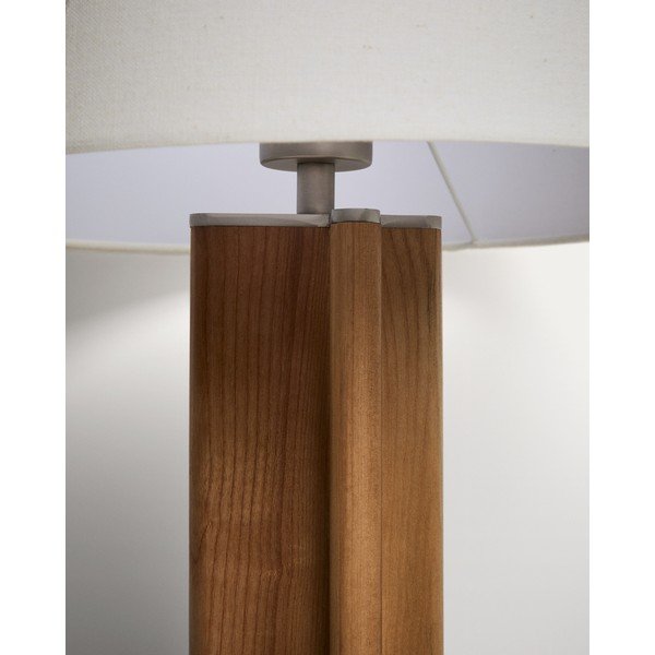 Bijela/smeđa stolna lampa od masivnog kaučuka s tekstilnim sjenilom (visina 48 cm) Niani – Kave Home-image-4