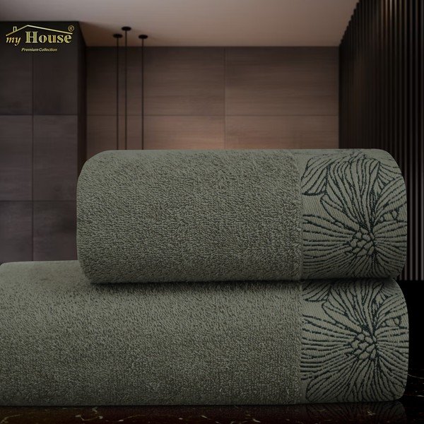 Tamno zeleni pamučan ručnik od frotira 50x100 cm Valencia – My House-image-1