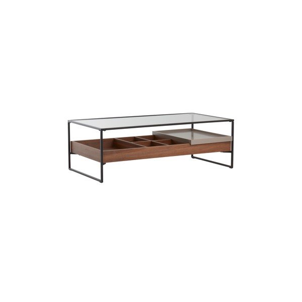 Stolić za kavu sa staklenom pločom stola u tamnoj prirodnoj boji 60x120 cm Sveg – Jotex