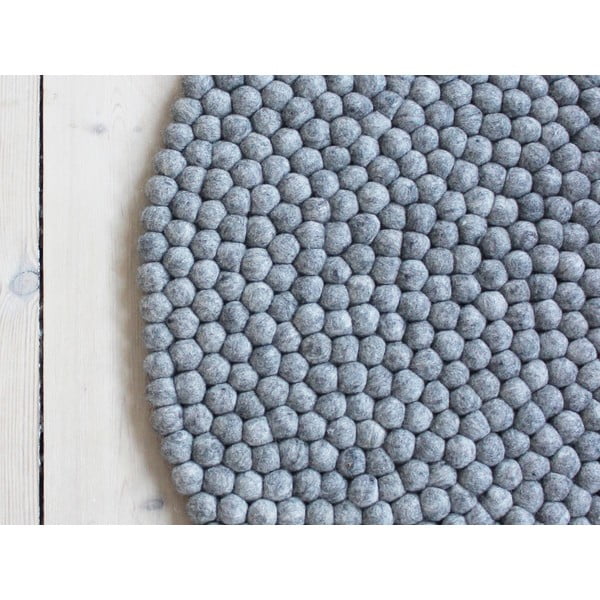 Metalik sivi tepih od vunenih pompona Wooldot Ball Rugs, ⌀ 140 cm