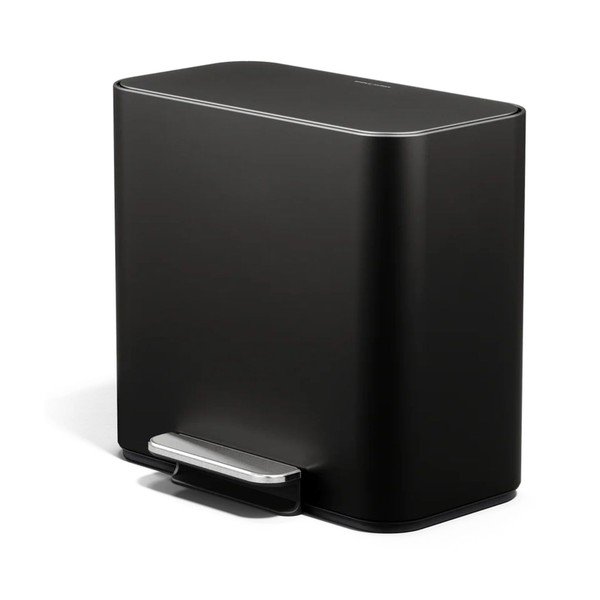 Mat crna željezna kanta za smeće za odvojeni otpad/s pedalom 15 l Dual Mini – simplehuman