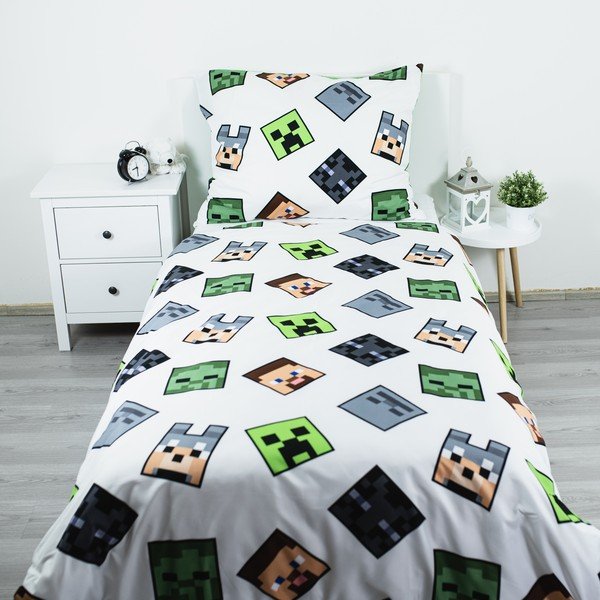 Zelena dječja posteljina za krevet za jednu osobu od mikrovlakana 140x200 cm Minecraft Block Stack – Jerry Fabrics-image-2